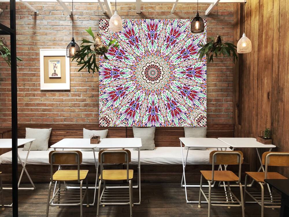 Abstract Kaleidoscope Mandala Pattern Red and Pink Reproduction