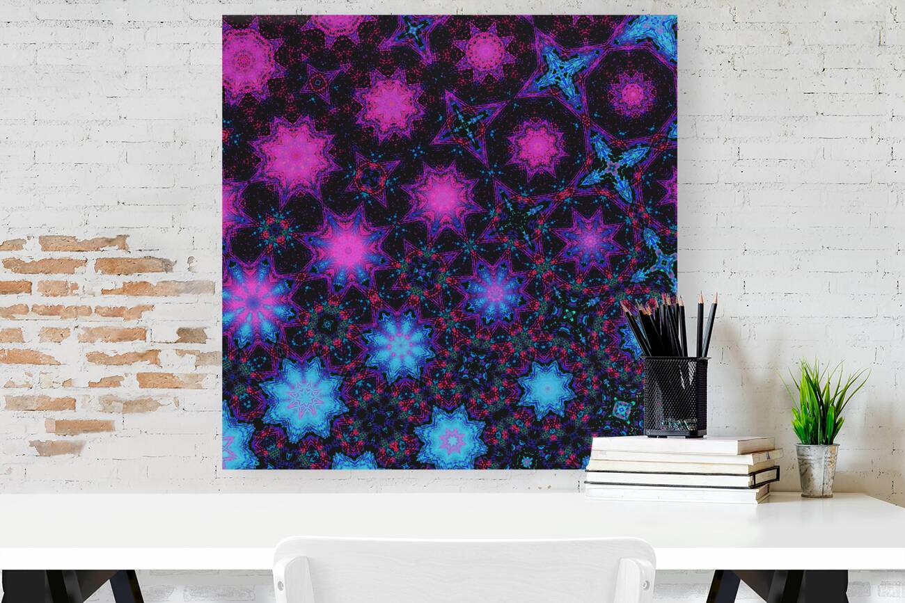 Abstract Neon Kaleidoscope Shapes  Reproduction
