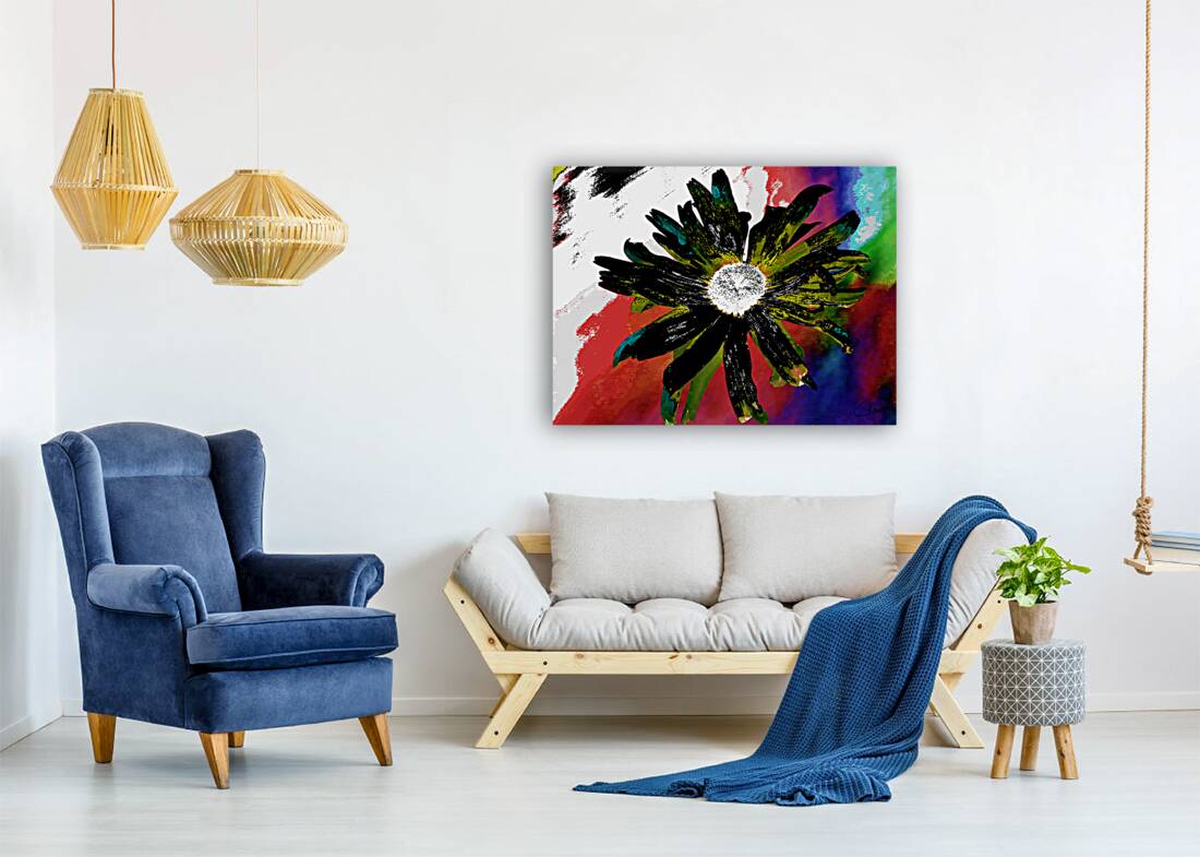 Abstract Black Daisy Reproduction