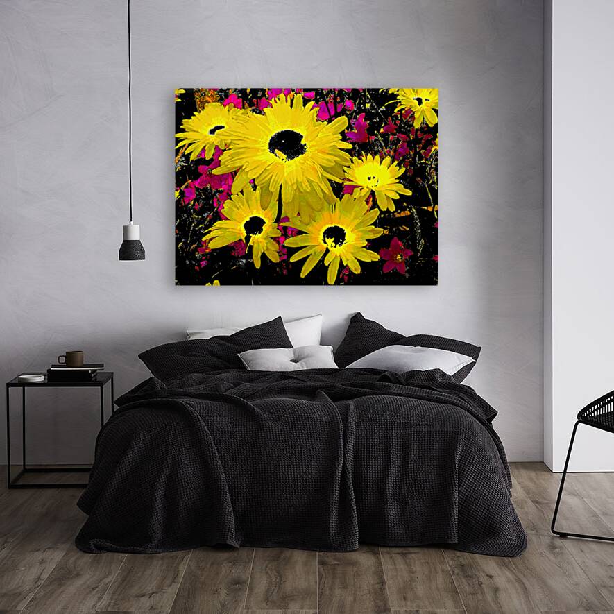 Abstract Contrasting Vibrant Daises  Reproduction