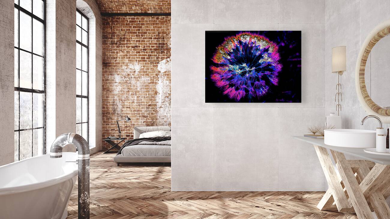 Abstract Neon Dandelion Head Reproduction