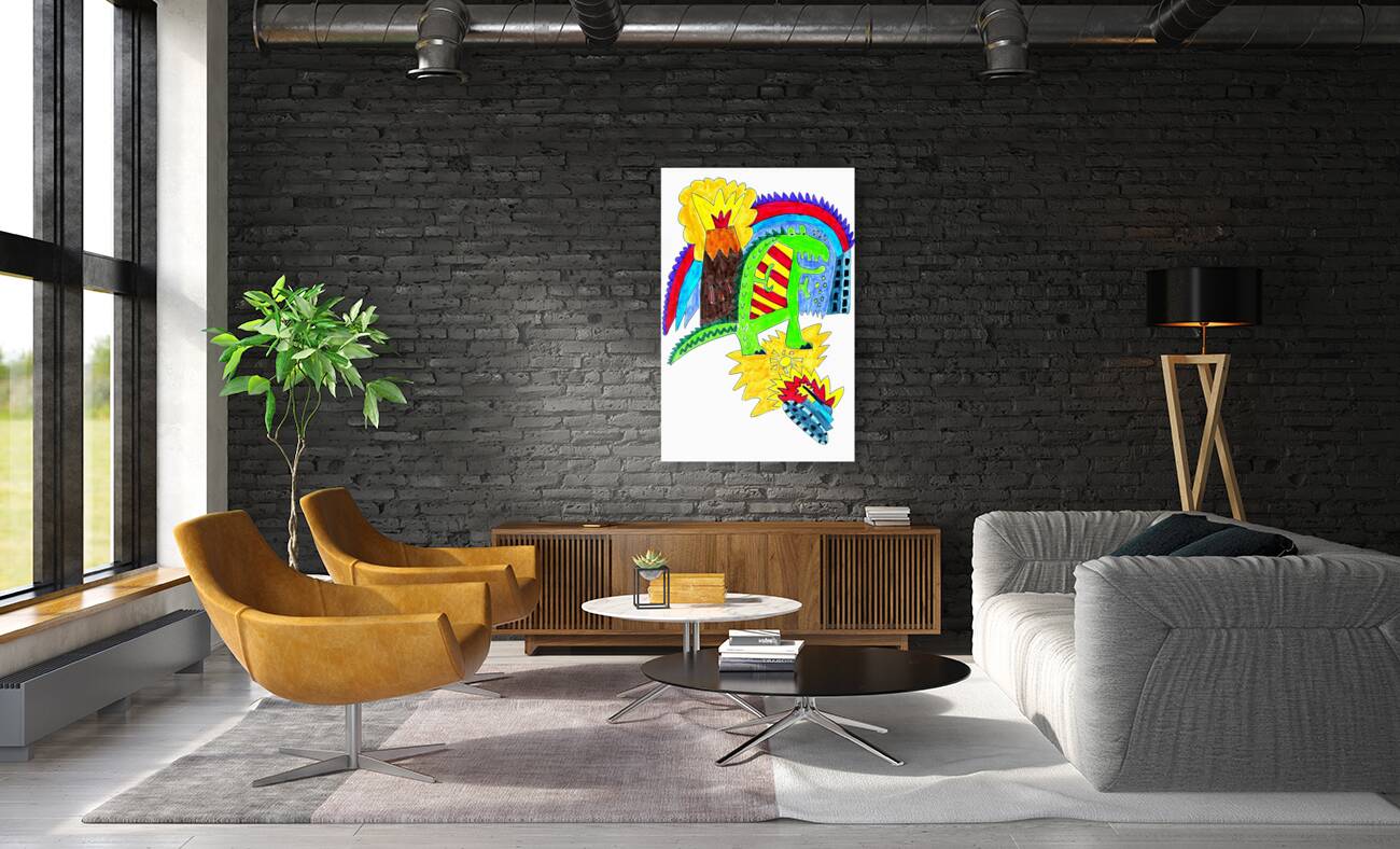 Abstract Dinosaur Romp Reproduction