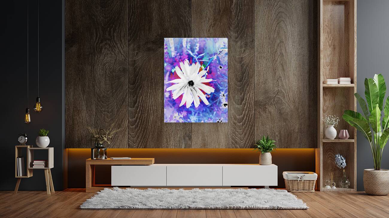 Abstract Surreal White Daisy Reproduction