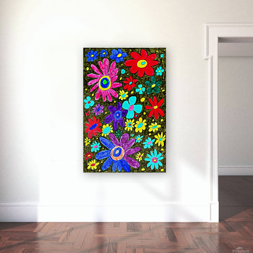 Abstract Colourful Florals Reproduction