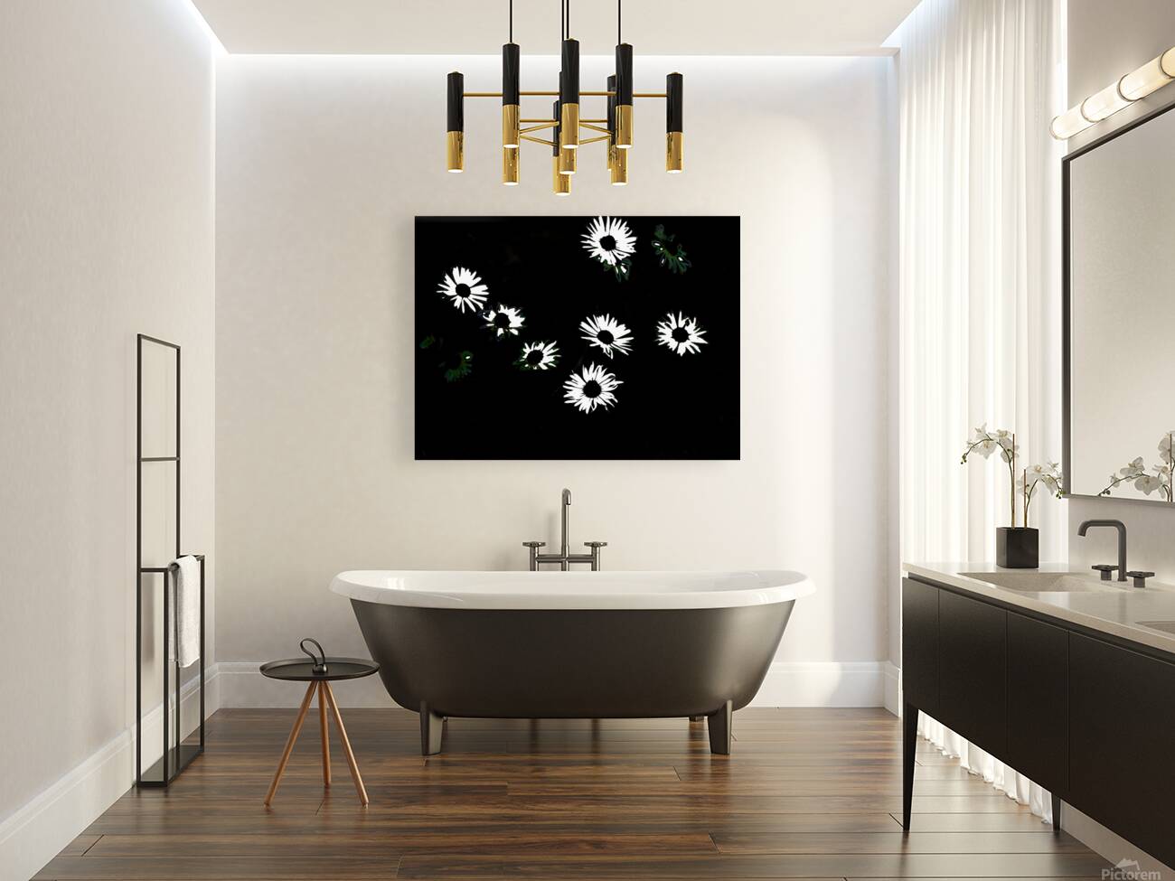  Monochrome Night Blooms                                                                                                                     Reproduction