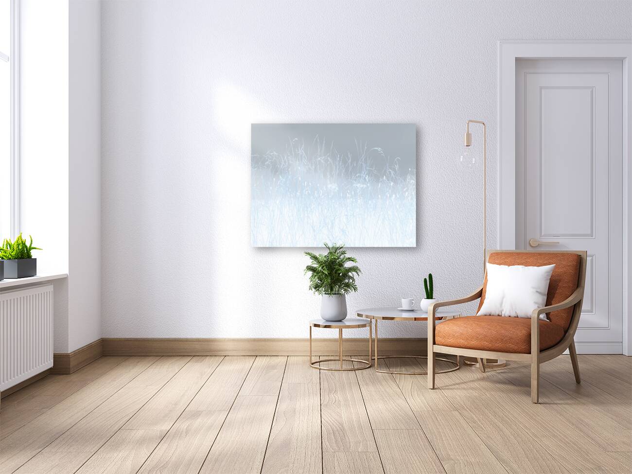  Abstract Linear Inverted Long Grass In the Mist Reproduction