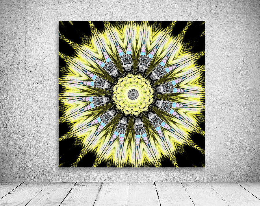 Abstract Yellow Kaleidoscope Pattern Design Wall Preview