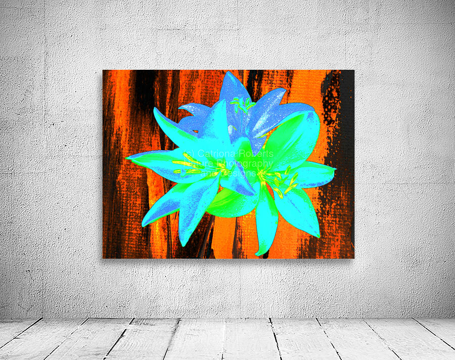 Abstract Vibrant Neon  Trio of Lilies Wall Preview