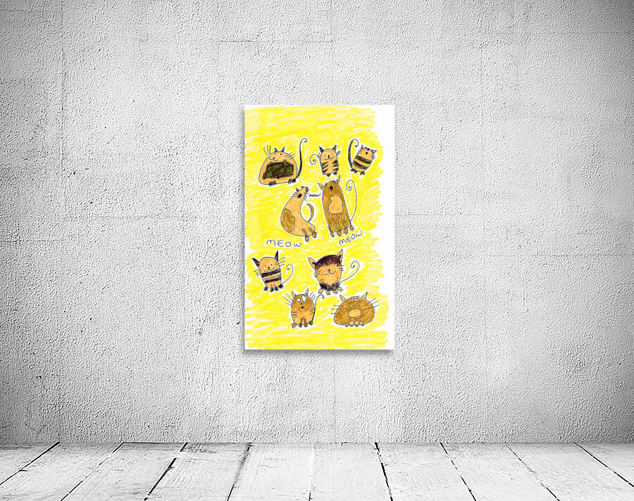 Abstract Doodle Cats Wall Preview