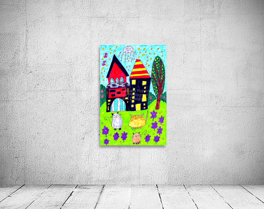 Abstract Doodle House Cats Wall Preview