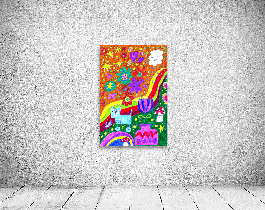 Abstract Doodle Art Cat Wall Preview
