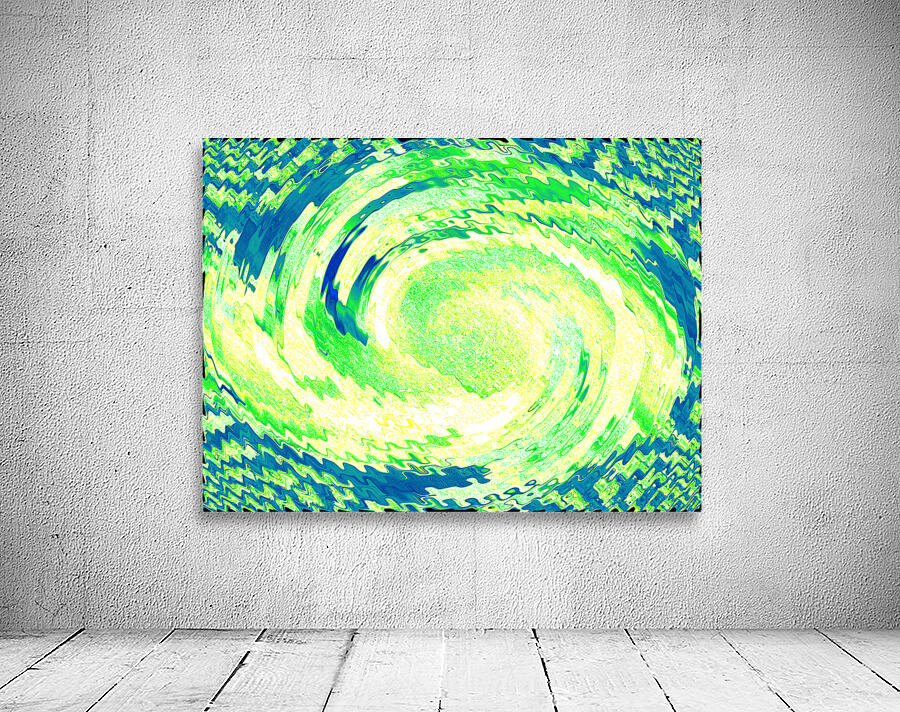 Abstract Lilies Swirl in Green and Blue  Wall Preview