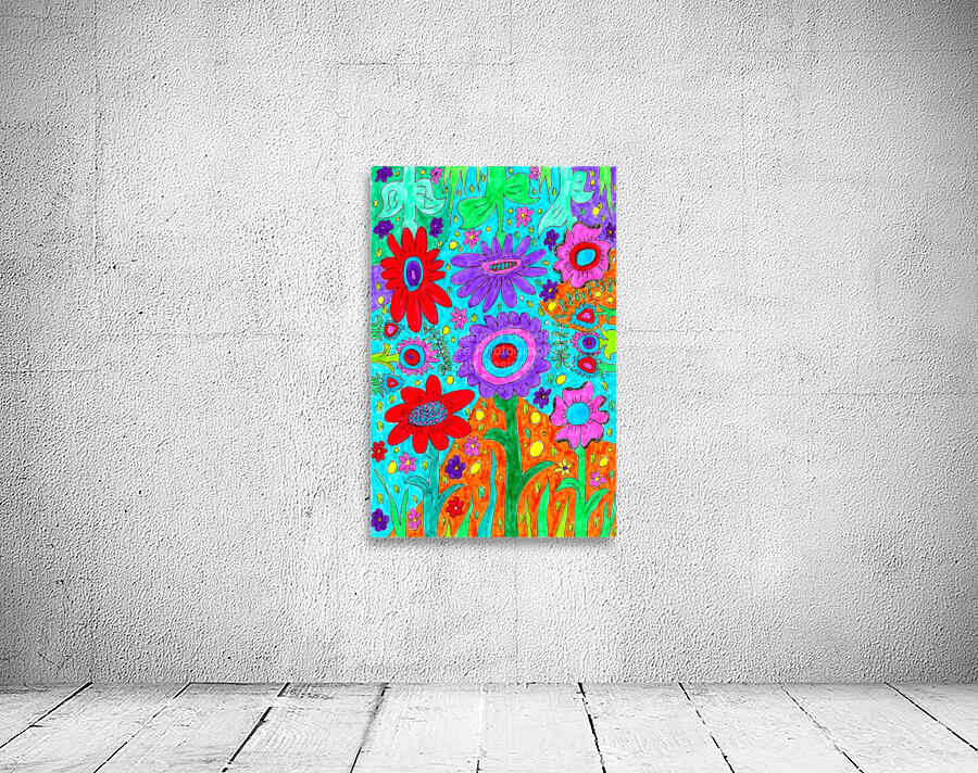 Abstract Flowers on a Coloured Background Wall Preview