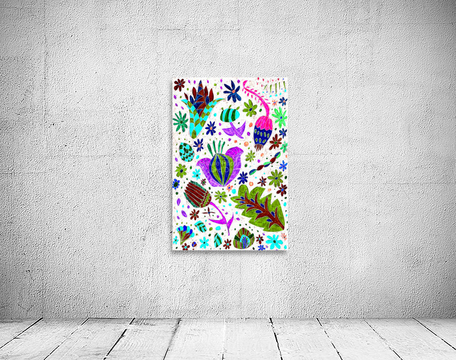 Abstract Vibrant Whimsical Flowers Wall Preview