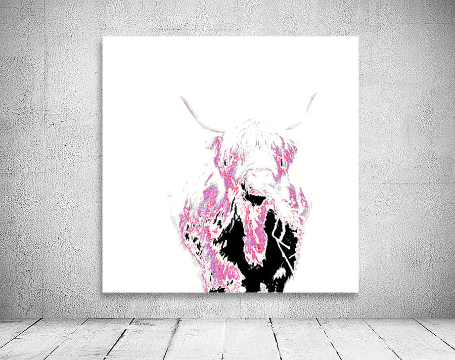 Abstract Pink Minimalist Highland Cow Wall Preview