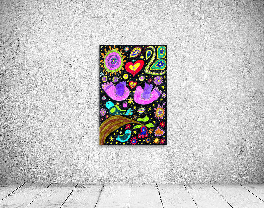 Abstract Doodle Love Birds Wall Preview