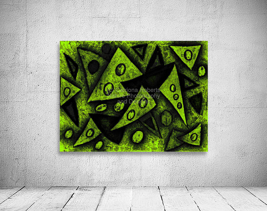 Abstract Green Grungy Triangles Wall Preview