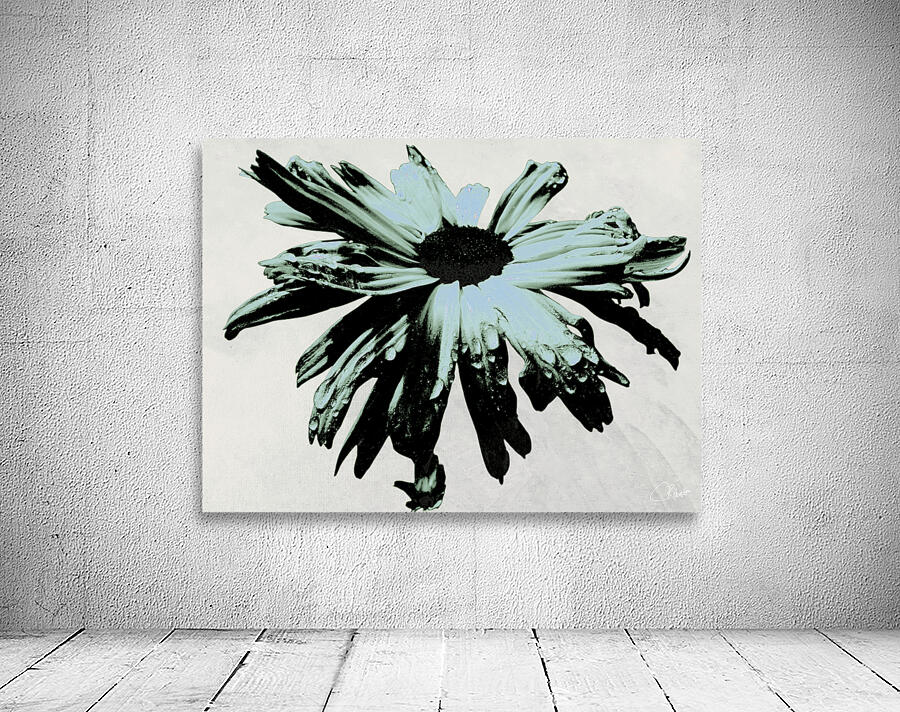 Dark Lime Daisy Flower on an Abstract Pale Background Wall Preview