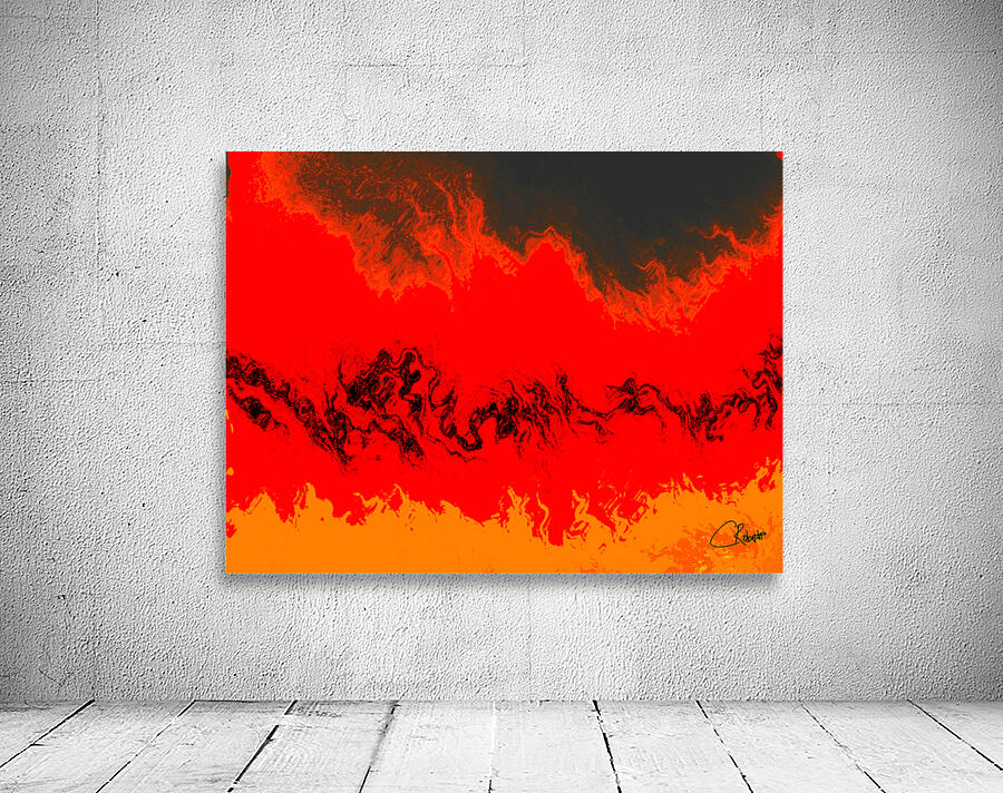 Vibrant Red and Black Abstract Forest Wall Preview