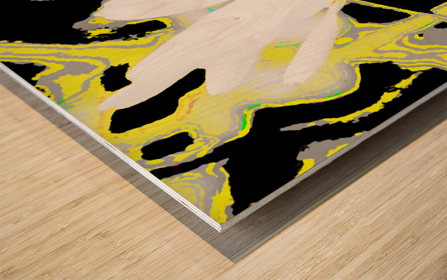 Abstract Neon Daisy Flower Wood print