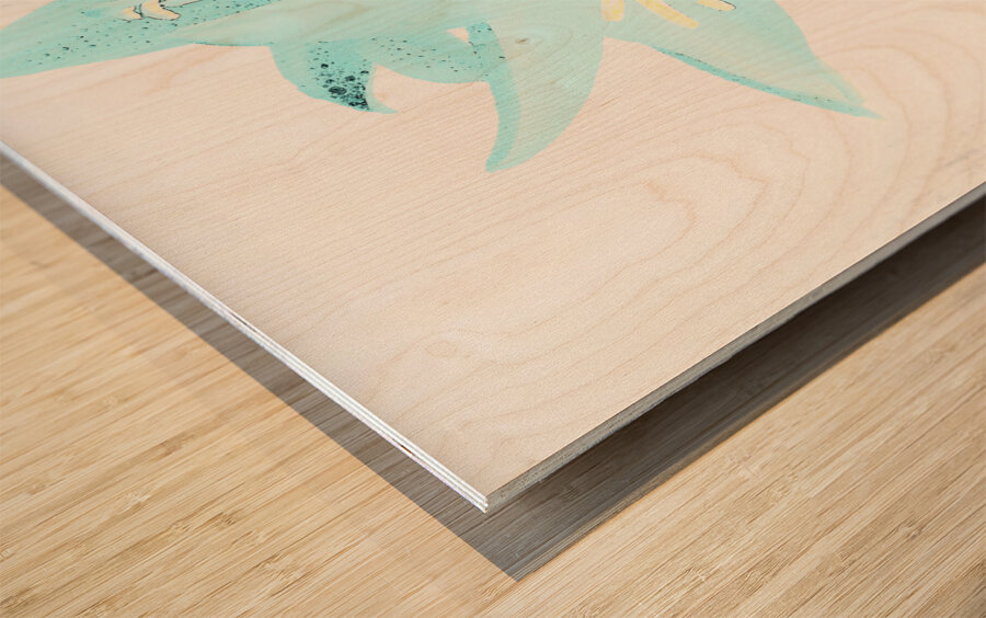 Abstract  Distressed Trio of Lime Lilies Wood print