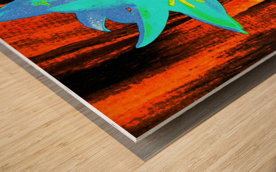 Abstract Vibrant Neon  Trio of Lilies Wood print