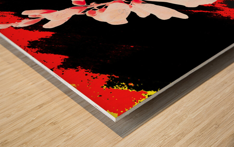 Abstract Dark Foxglove in Pink with Lilies Wood print