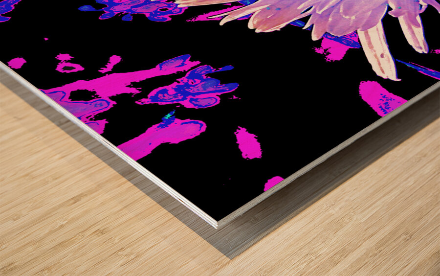 Abstract Summer Daisy Flower in Pinks and Purples  Wood print