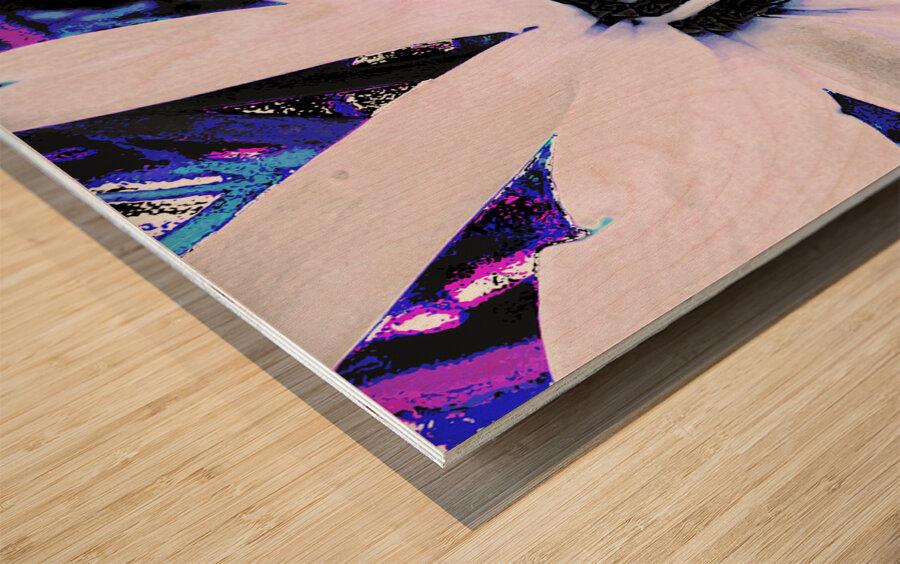 Abstract Daisy Flower in White Wood print