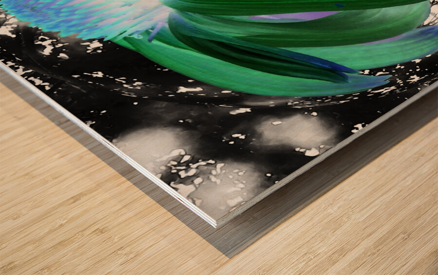  Abstract Green Cone Flower Wood print