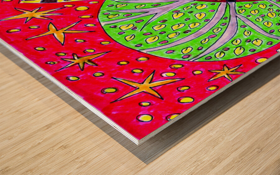 Five Abstract Doodle Trees Wood print