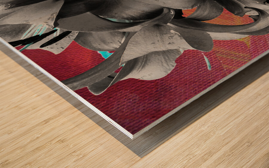 Darkly Inverted Poster Colour Lilies Wood print