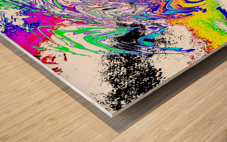 Abstract Swirling Chaotic Colours Wood print