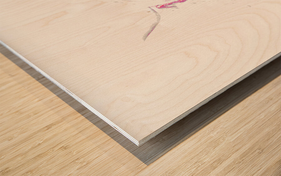 Abstract Pink Minimalist Highland Cow Wood print