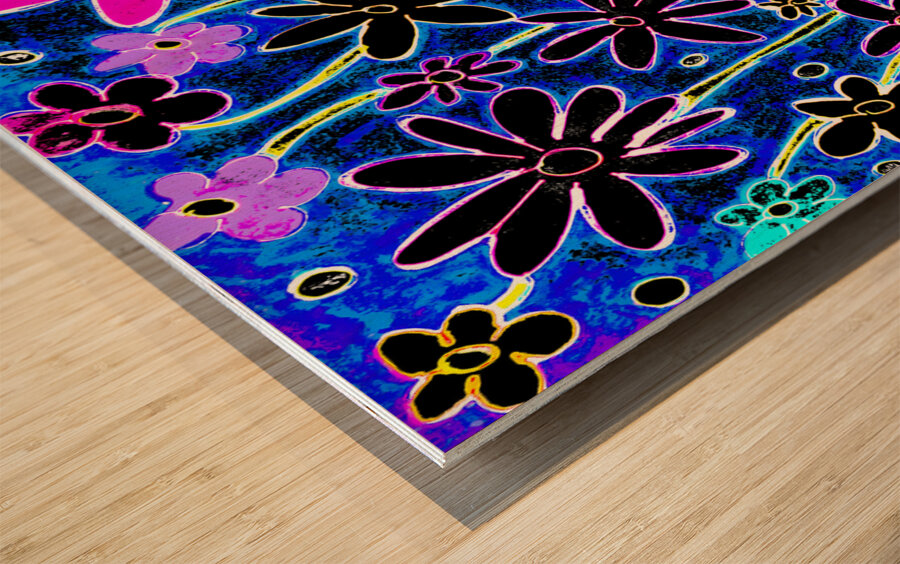 Abstract Garden At Night Wood print