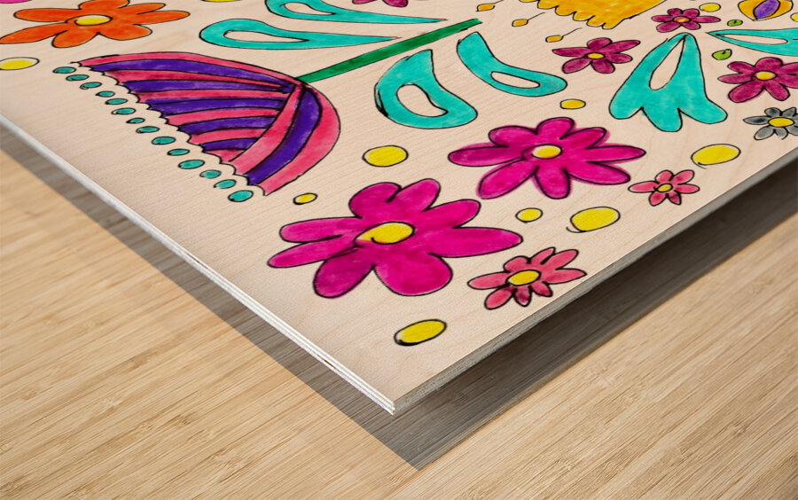 Abstract Vibrant Florals Wood print