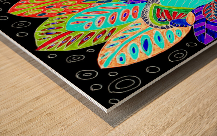 Abstract Pastel Birds Wood print