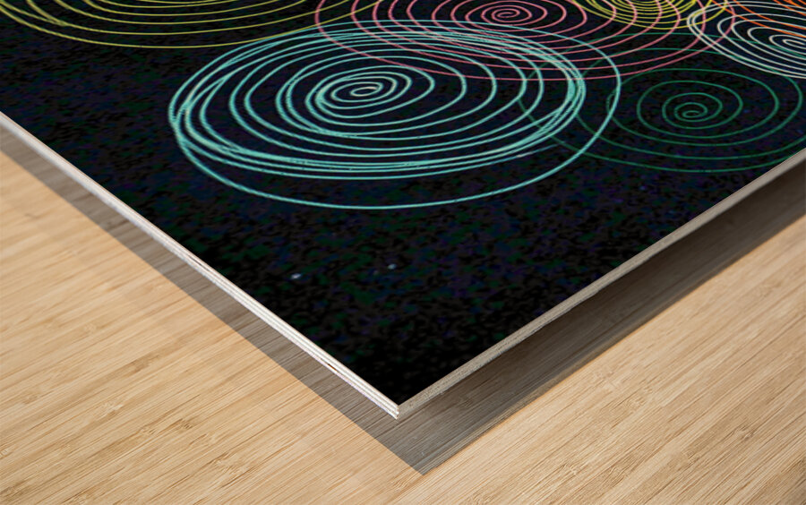 Abstract Colourful Spirals Wood print