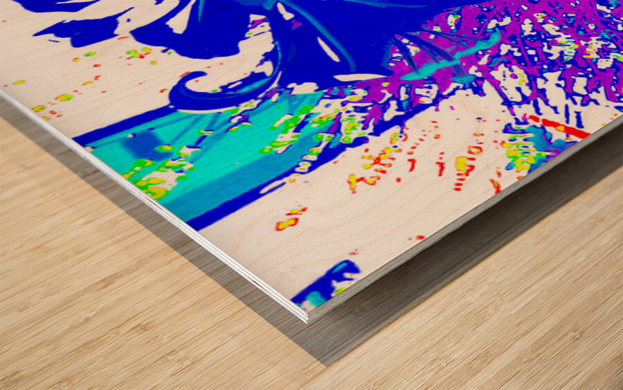 Abstract Blue Lilies                                                                                                                      Wood print