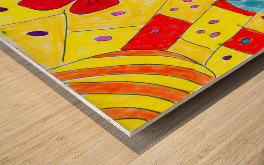 Abstract Colourful Elephant Wood print