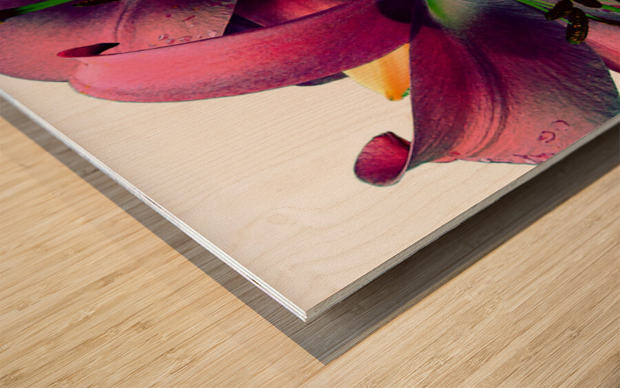 Rich Summer Lily Flowers Wood print