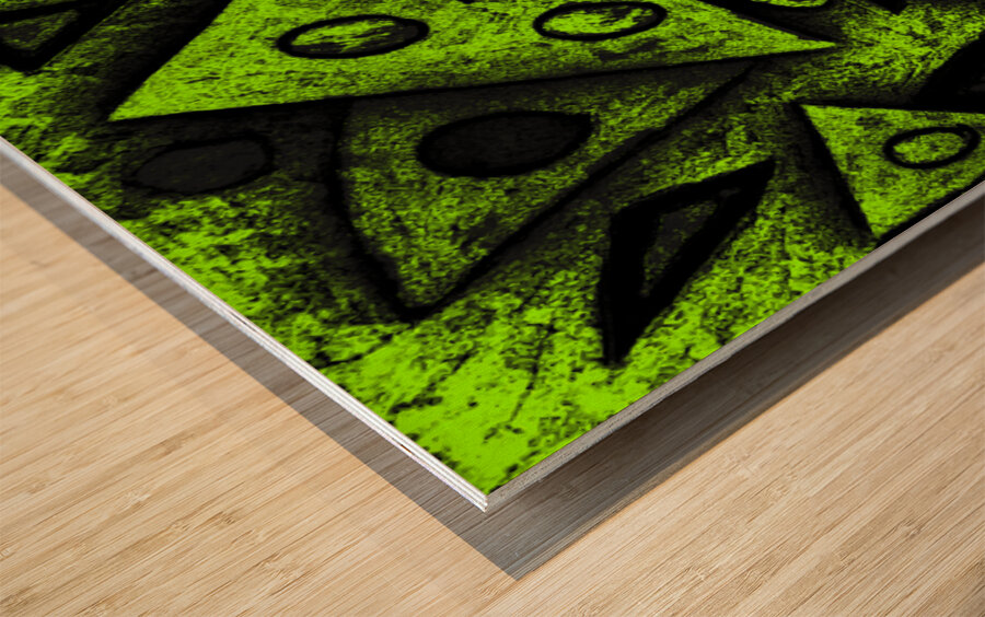 Abstract Green Grungy Triangles Wood print