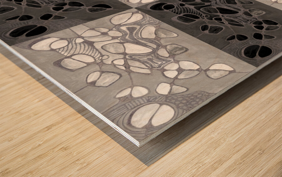 Abstract Monochrome Neurographic Design Wood print