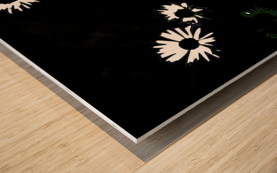  Monochrome Night Blooms                                                                                                                     Wood print