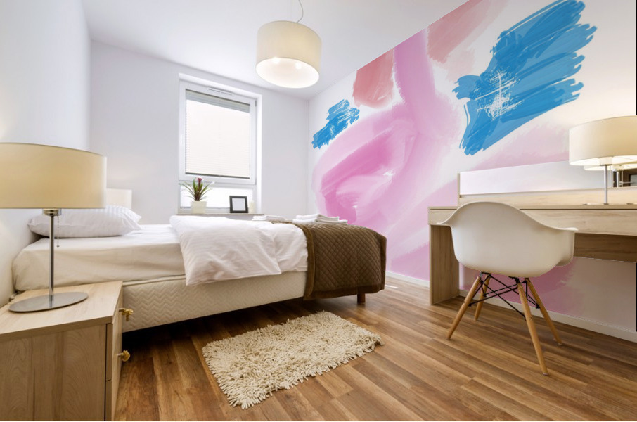THREE FLAMINGOS Mural print