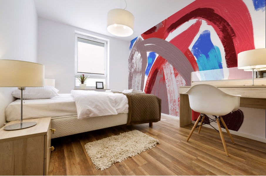 THREE FLAMINGOS GROUP Mural print