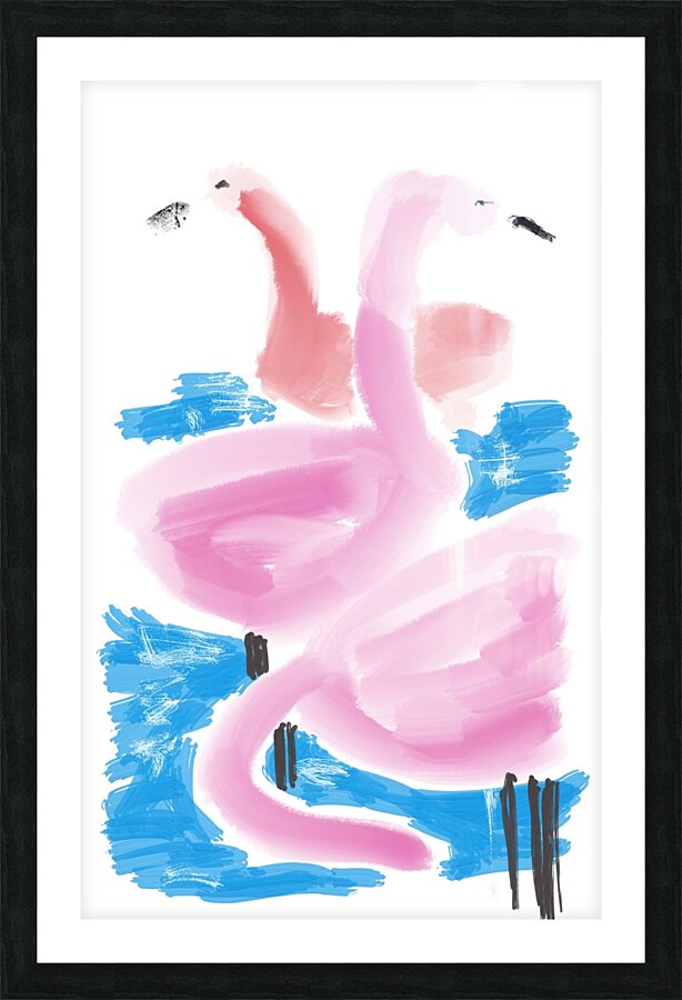 THREE FLAMINGOS Picture Frame print
