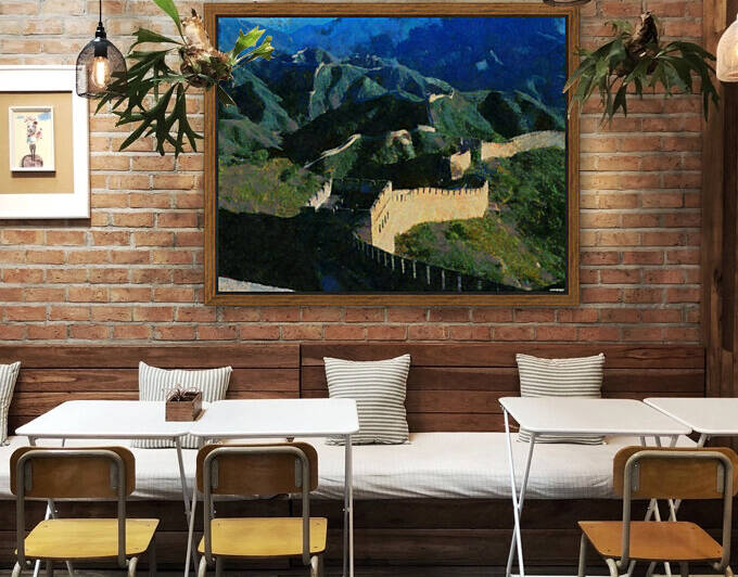 CHINA GREAT WALL OIL PAINTING IN OSCAR-CLAUDE MONET STYLE. 1. by ArtEastWest