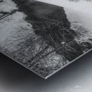 Black and White Snowy Bogert Covered Bridge Aerial Metal print