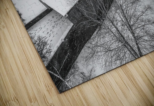 Black and White Snowy Bogert Covered Bridge Aerial Jason Fink puzzle
